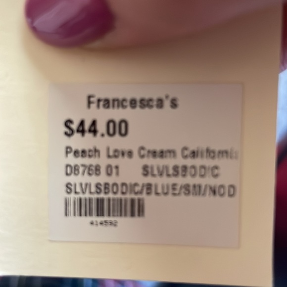 NWT Francesca’s “Peach Love California” Colorblock Dress in cream / red sz small - Picture 8 of 8